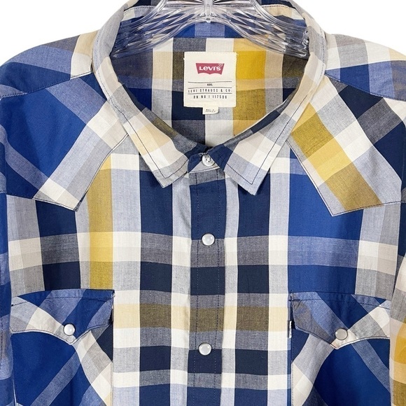 Levis Plaid Western Pearl Snap Mens Long Sleeve Multicolored Shirt XXL - Picture 3 of 15